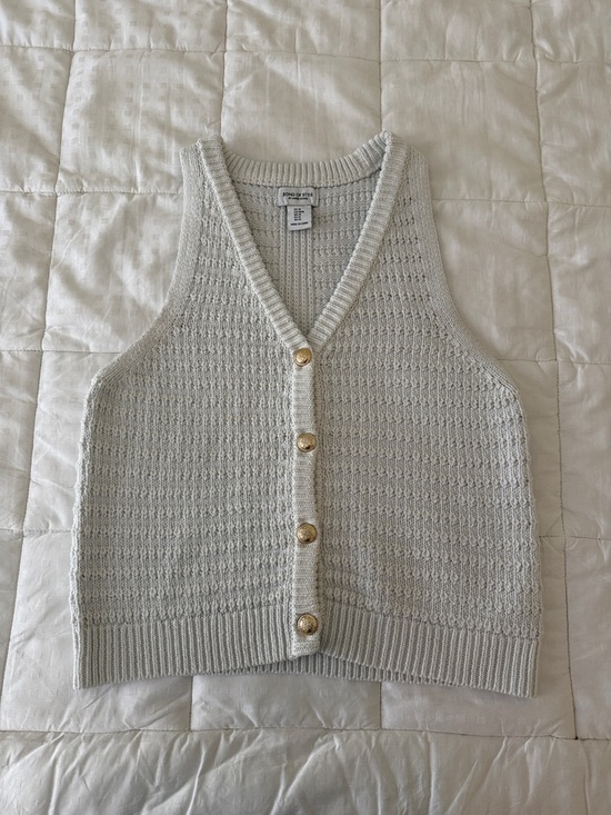 Song of Style Sweaters - Song of Style Cream Knit Button Vest with Gold Accents
